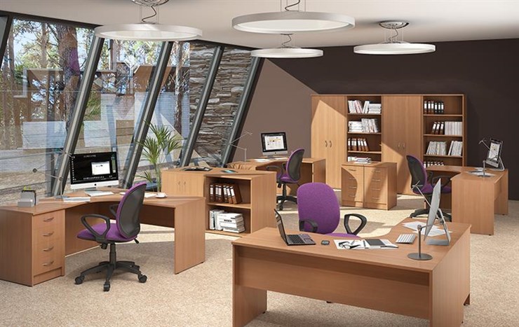 Офисный набор мебели IMAGO три стола, 2 шкафа, стеллаж, тумба в Белгороде - изображение 2